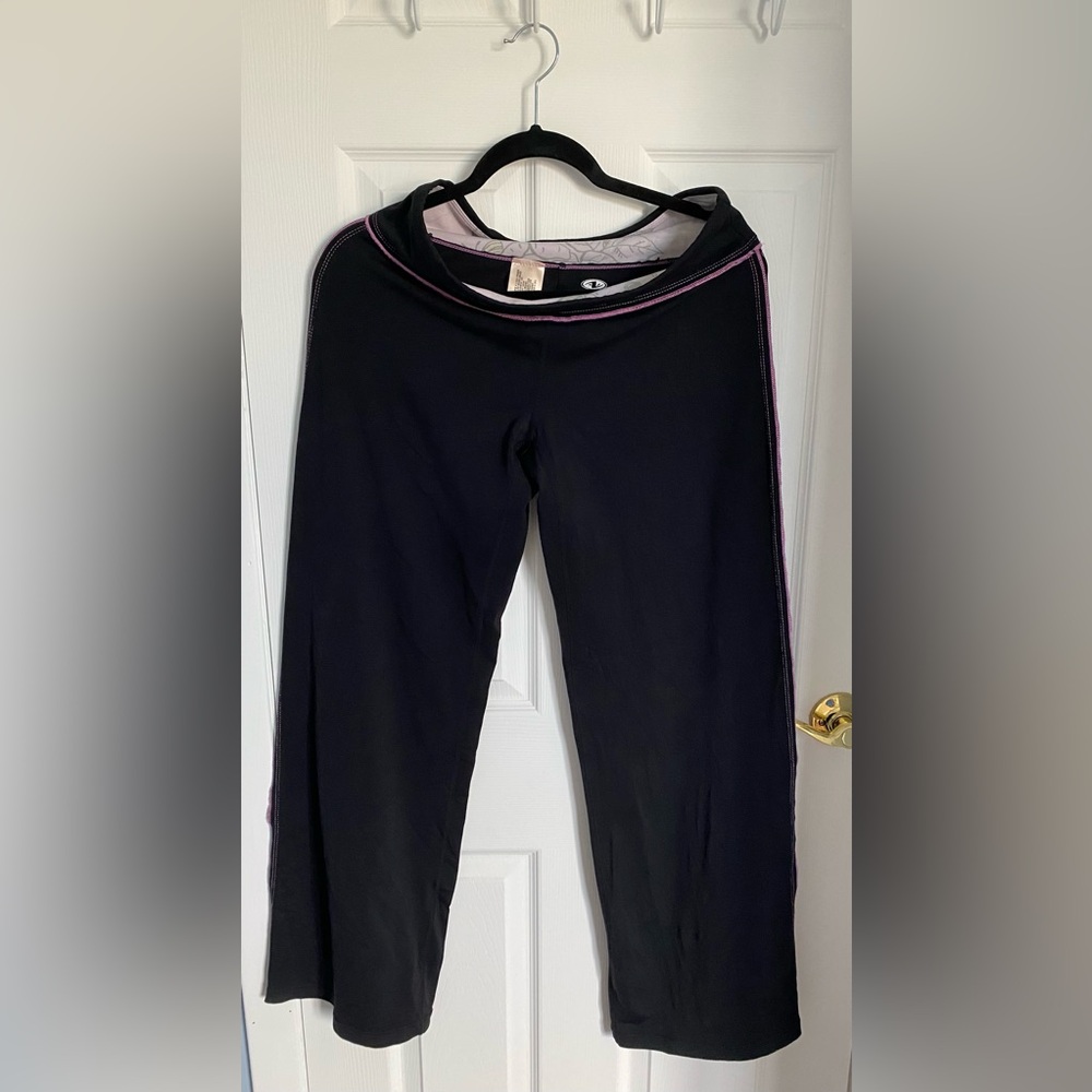 Athletic Works Black Yoga Pants with Pink Trim